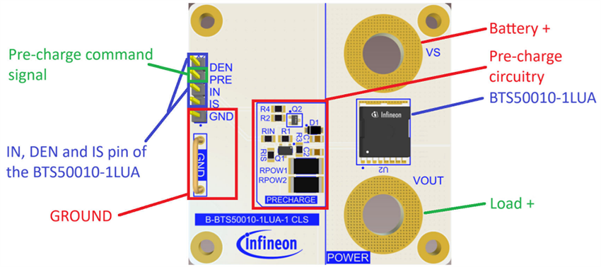 Technische Zeichnung - Infineon Technologies Evaluierungsboard für das Laden von Power PROFET + kapazitiver Last