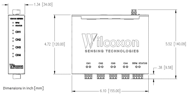 Technische Zeichnung - Amphenol Wilcoxon VDS130 Vibrationsdatenquelle