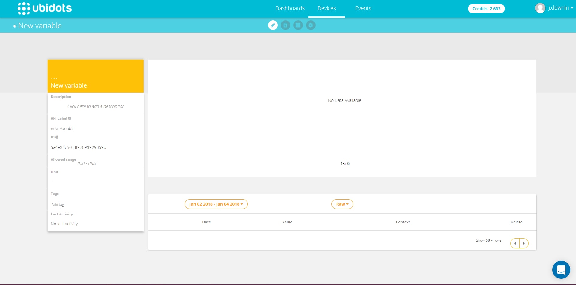 Ubidots variable screen