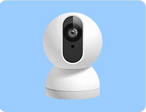 an animation of a security camera turning