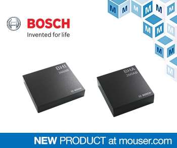 Bosch Sensortec's BHI260AB and BHA260AB Smart Sensors for Wearables Now Available from Mouser Electronics