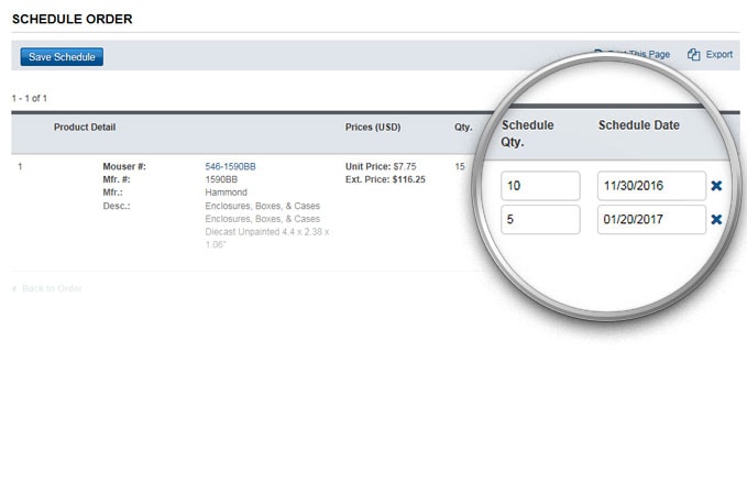 Die Planung in der Bestellhistorie ändern.